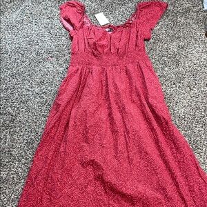 Universal Thread Smocked Bohemian Red Floral Maxi Dress Sz L | NWT